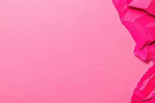 Bright pink textured background with crumpled paper on one side photo
