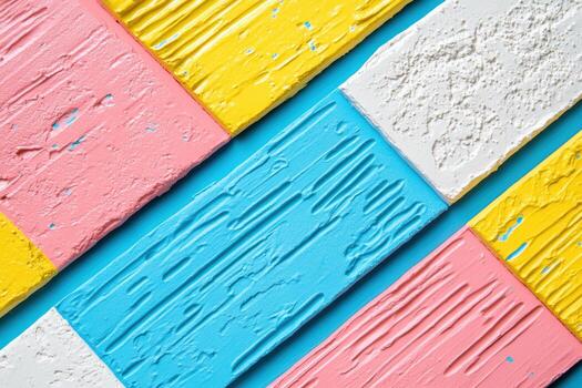 Colorful textured abstract design with striped patterns on blue background photo