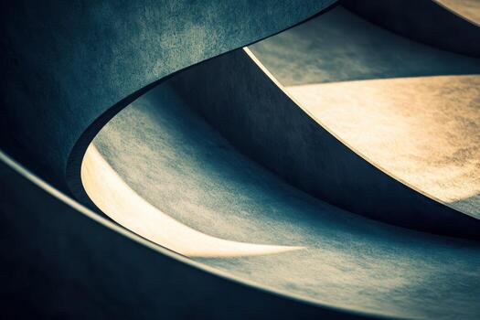 Curved architectural structure with soft lighting in urban environment photo