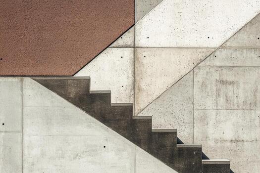 Concrete design showcasing stairs and geometric patterns in urban setting photo
