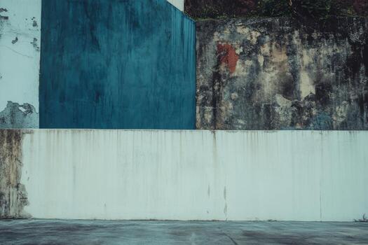 Urban wall with textured patterns showcases contrasting colors at twilight during a quiet moment photo