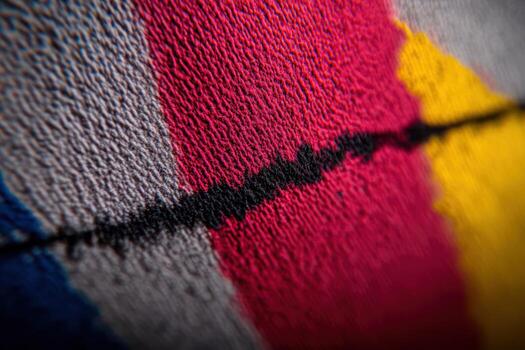 Colorful textile pattern showcasing vibrant threads and intricate textures captured in close-up photo