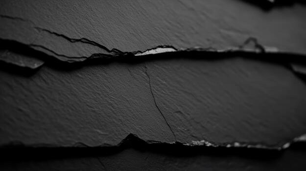 Detailed texture of cracked black stone surface with striped patterns photo