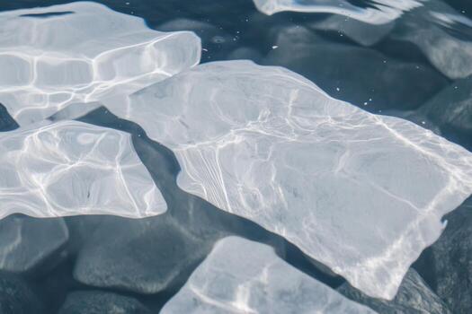 Floating ice blocks reveal clear water underneath in serene environment photo
