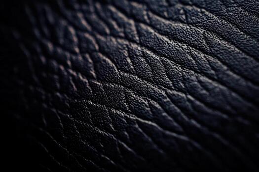 Textured close-up of dark leather material showing intricate patterns photo