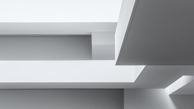 Modern architectural design featuring intersecting white geometric forms photo