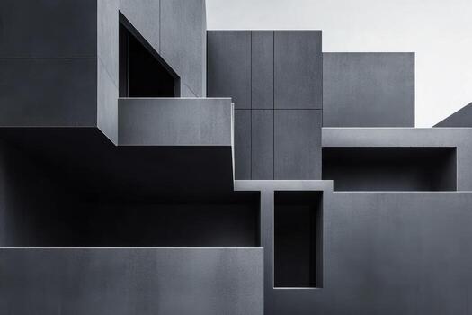 Modern architecture with geometric shapes in a gray color scheme photo