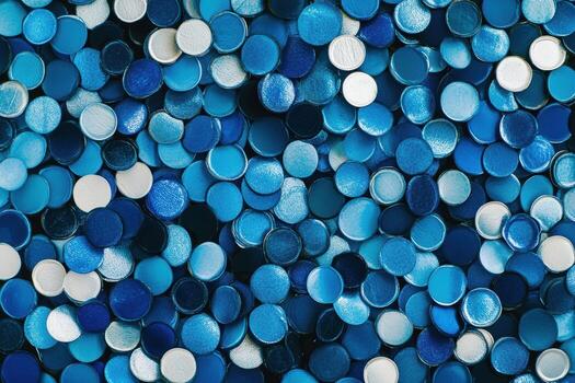 Blue sequins create a sparkling pattern on a flat surface photo