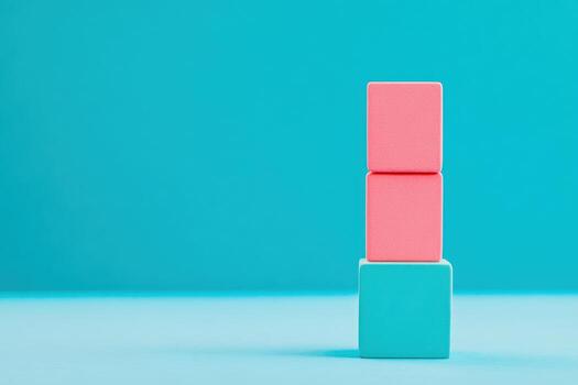 Colorful blocks on a bright blue background spark creativity and fun photo