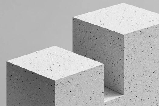 Minimalist concrete blocks in a modern art installation indoors photo