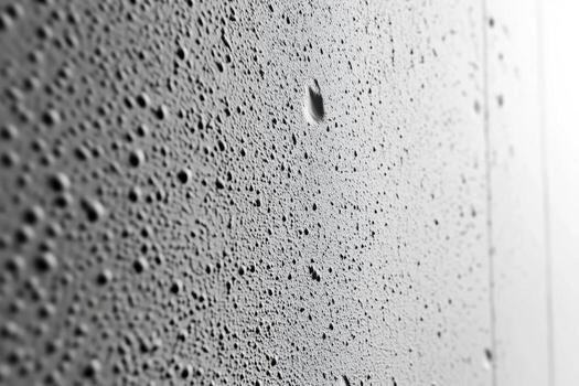 Close-up view of textured concrete wall with small holes and imperfections photo