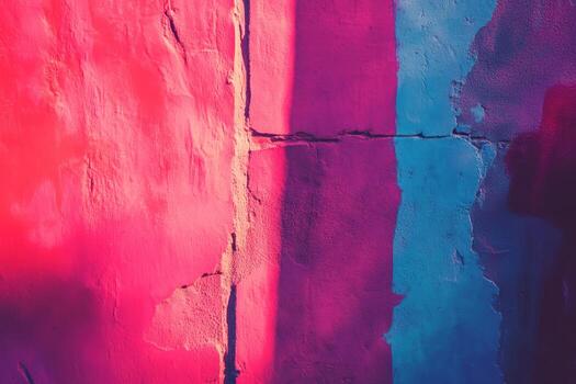 Vibrant color patterns on urban wall at sunset highlighting texture photo