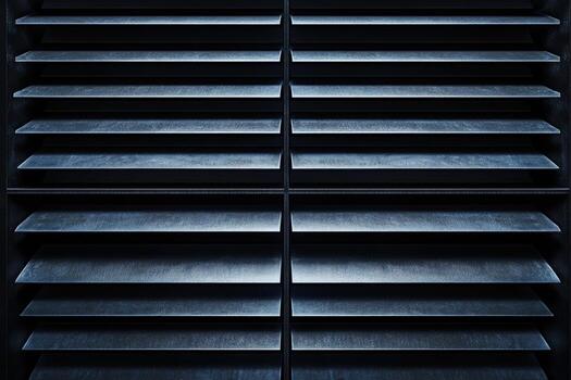 Louvered panels create elegant shadow patterns in low light setting photo
