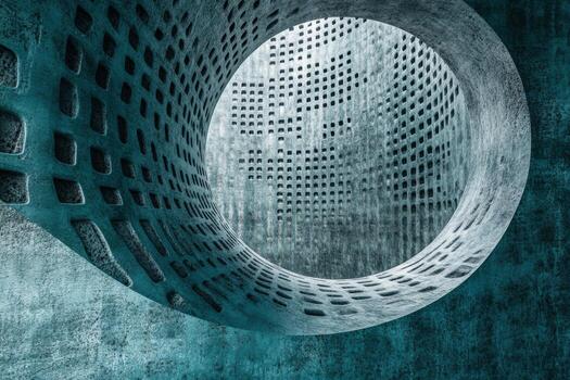 Modern architectural design featuring a circular hallway with textured walls photo