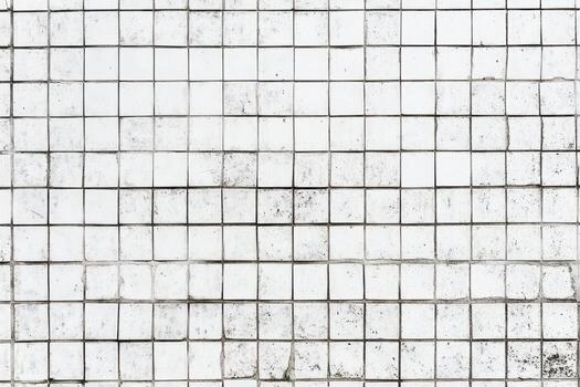 White tiled wall with varying textures and patterns in bright daylight photo