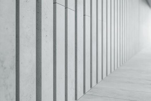 Modern concrete interior with vertical patterns and soft lighting during the day photo