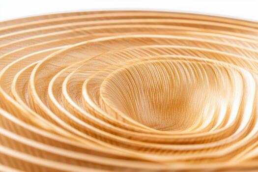 Beautiful wooden bowl showcasing intricate spiral patterns and textures photo