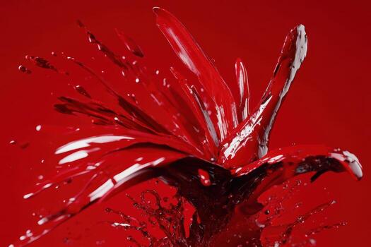 Dynamic red paint splash creating an abstract art effect photo