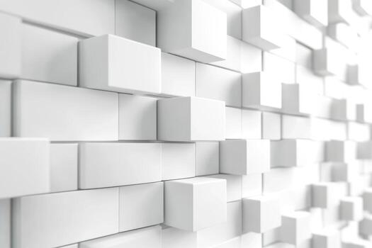 Textured white wall made of three-dimensional cubes in modern design setting photo