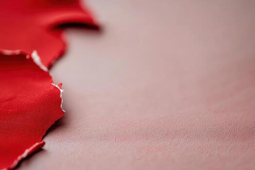 Red fabric draping over pink textile in a textile workshop setting photo