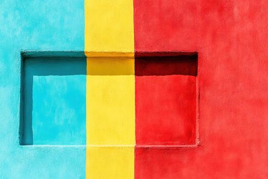 Bright colored wall with geometric shapes highlighting vibrant design elements photo