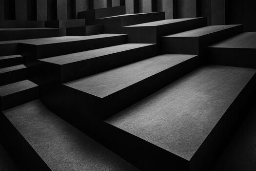 Staircase design with geometric shapes and shadows in a dark ambiance photo