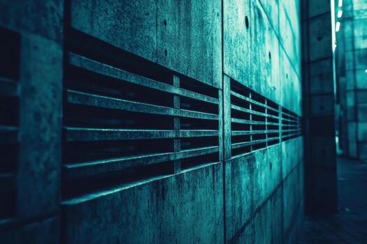 Modern architectural design showcasing textured concrete wall in urban setting photo