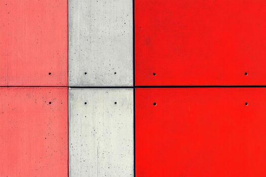 Colorful concrete wall with contrasting red and gray sections in urban setting photo