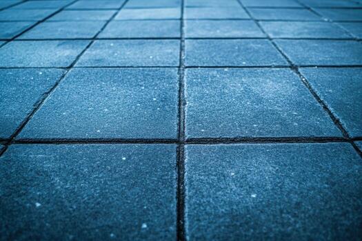 Textured paving stones create a unique pattern on the ground at dusk photo