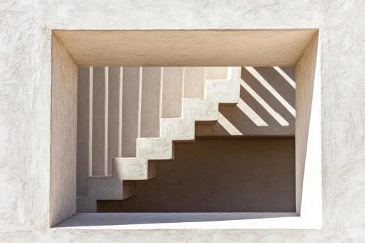 Unique architectural stairs framed in modern design showcase light and shadow photo