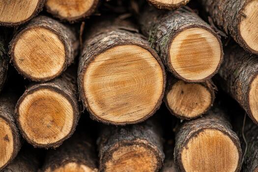 Stacked wooden logs showcasing texture and natural patterns in daylight photo