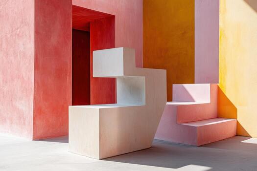 Colorful geometric architecture enhances the playful atmosphere in modern space photo