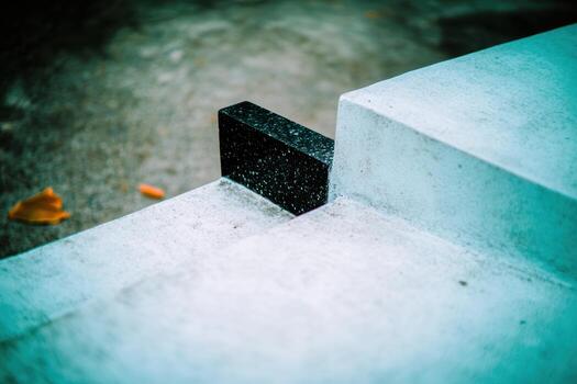 Unique geometric design featuring contrasting textures in an urban setting photo