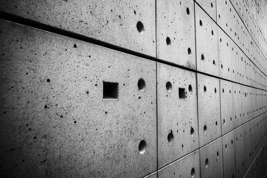 Concrete wall with unique textures and patterns in urban environment photo