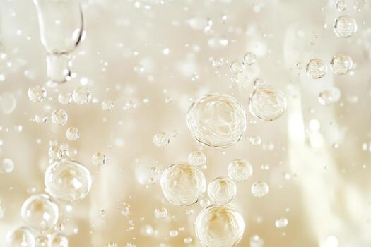 Bubbles rising in sparkling beverage captured with soft focus detail photo