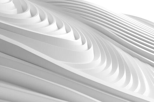 Modern architecture featuring a white, layered structure with wave patterns photo