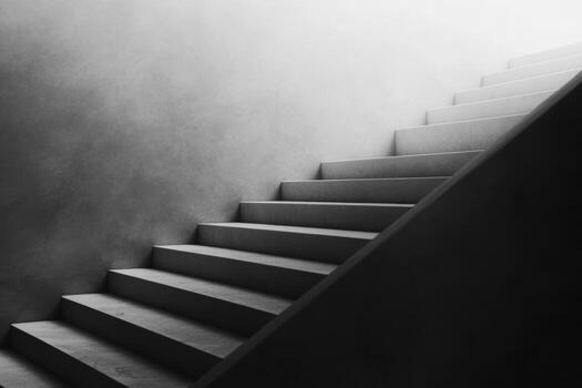 Stairs ascending into light with a smooth gradient and soft shadows photo