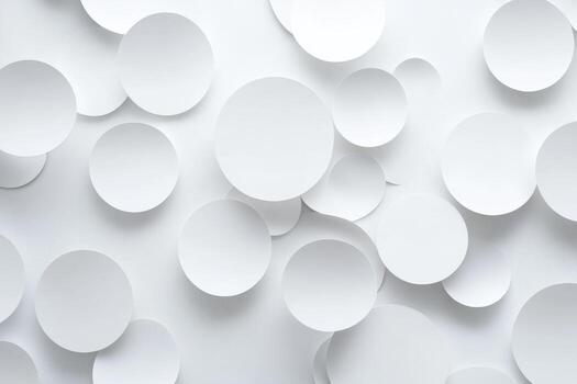 White circular paper cutouts scattered on a light background in creative display photo