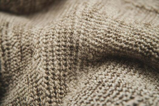 Textured fabric close-up showcasing intricate knitting patterns and fibers photo