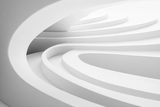 Curved white structures create a modern architectural design in soft light photo