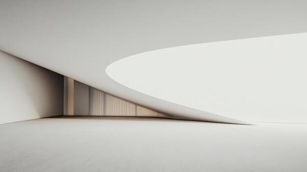 Minimalist architecture showcasing smooth lines and ample light streaming in photo