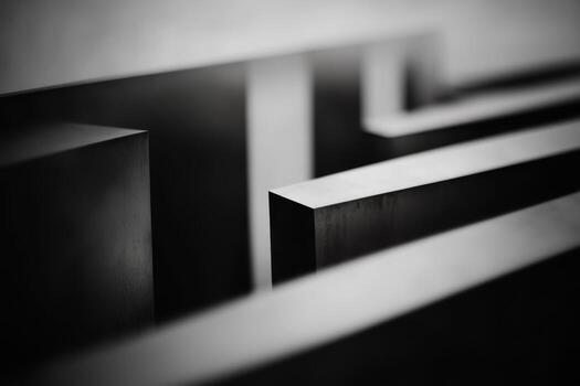 Abstract black metal shapes create intriguing patterns and depth photo