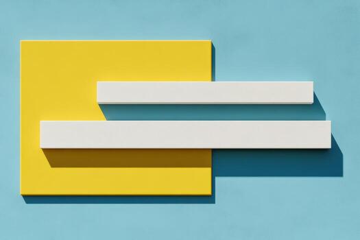 Bold geometric shapes in bright colors create modern wall art display photo