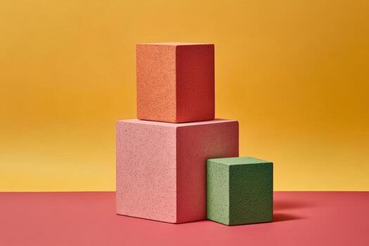 Colorful geometric blocks arranged on a vibrant background photo