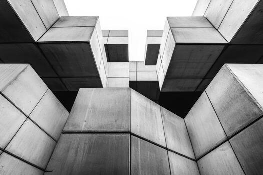 Geometric concrete structures create a stunning modern architectural view photo