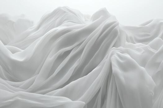 Flowing white fabric creates soft, ethereal patterns in delicate waves photo