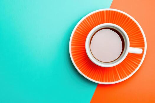 Brightly colored coffee cup on vibrant background creating a cheerful atmosphere photo
