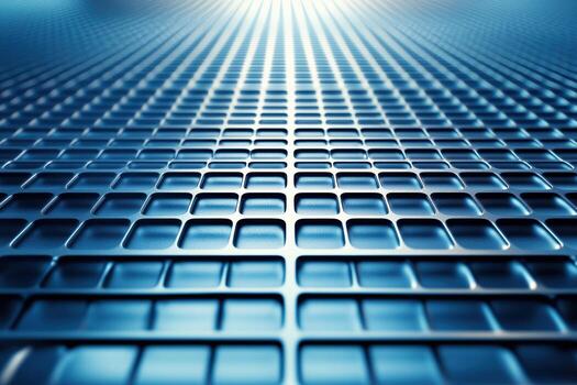 Metallic grid pattern with reflective surface creating depth and texture photo