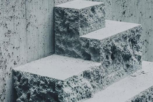 Unique concrete steps create an industrial aesthetic in modern architecture photo