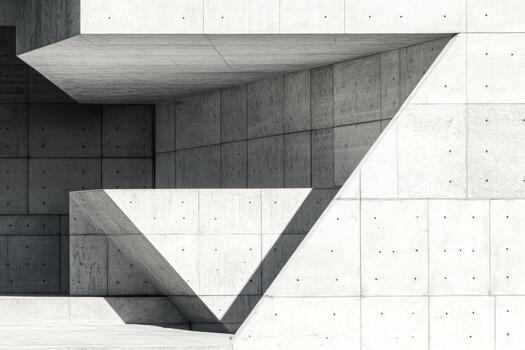Modern architectural design showcasing concrete forms and shadows photo
